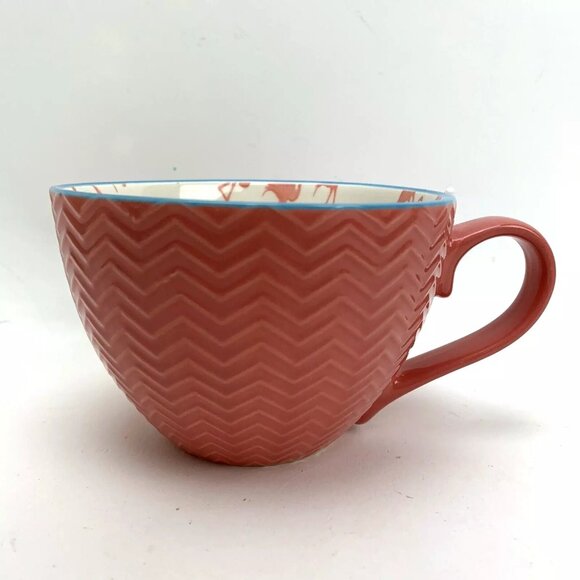 Pfaltzgraff Pink Flamingo Print Chevron Pattern Mug Coffee Cup Wide Mouth 12
OZ - Picture 7 of 7
